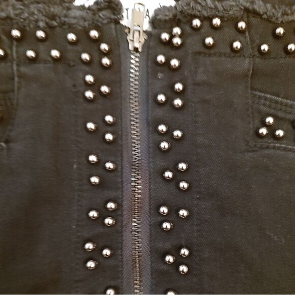 NEW Pistola beaded frayed denim mini skirt black 26 2 NWT - Picture 7 of 12